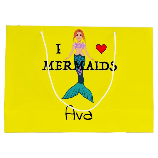 I Love Mermaids Design - Cadeautas - Groot (Achterkant)