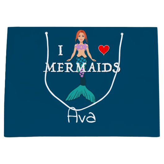I Love Mermaids Design - Cadeautas - Groot (Voorkant)
