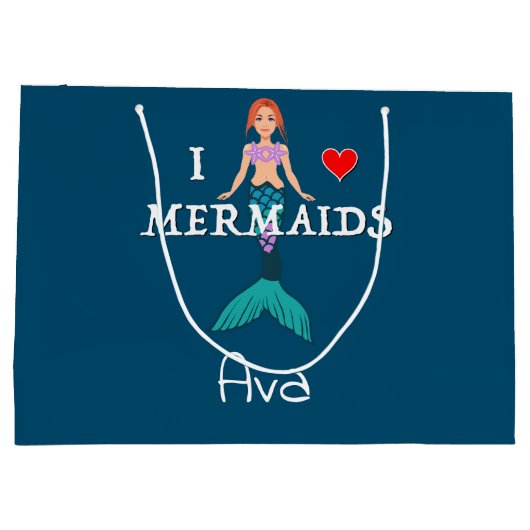 I Love Mermaids Design - Cadeautas - Groot (Achterkant)