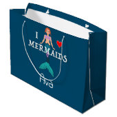 I Love Mermaids Design - Cadeautas - Groot (Achterkant Gekanteld)