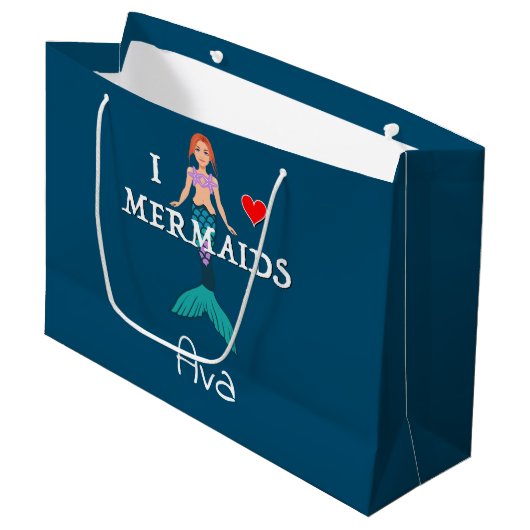 I Love Mermaids Design - Cadeautas - Groot (Voorkant Gekanteld)