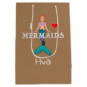 I Love Mermaids Design - Gift Bag - Medium Cadeauzakje (Achterkant)