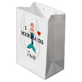 I Love Mermaids Design - Gift Bag - Medium Cadeauzakje (Achterkant Gekanteld)