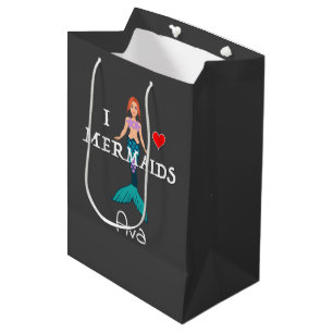 I Love Mermaids Design - Gift Bag - Medium Cadeauzakje