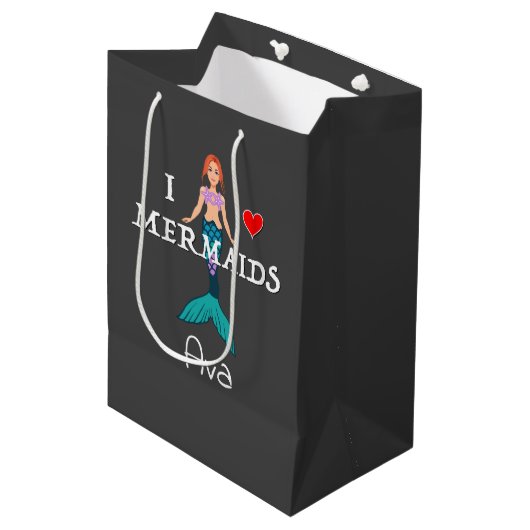 I Love Mermaids Design - Gift Bag - Medium Cadeauzakje (Voorkant Gekanteld)
