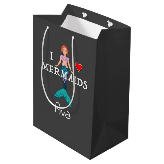I Love Mermaids Design - Gift Bag - Medium Cadeauzakje (Achterkant Gekanteld)