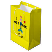 I Love Mermaids Design - Gift Bag - Medium Cadeauzakje (Voorkant Gekanteld)