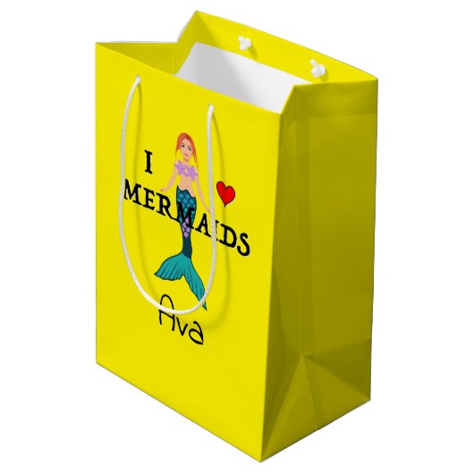 I Love Mermaids Design - Gift Bag - Medium Cadeauzakje (Achterkant Gekanteld)