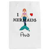 I Love Mermaids Design - Gift Bag - Medium Medium Cadeauzakje (Voorkant)