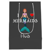 I Love Mermaids Design - Gift Bag - Medium Medium Cadeauzakje (Achterkant)