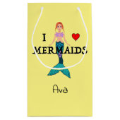 I Love Mermaids Design - Gift Bag - Small Klein Cadeauzakje (Achterkant)