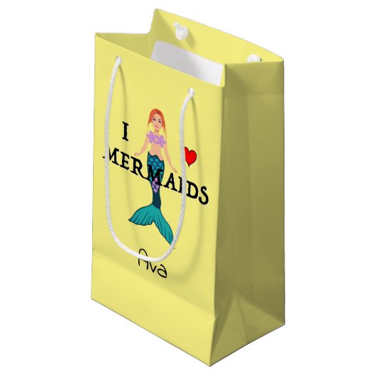 I Love Mermaids Design - Gift Bag - Small Klein Cadeauzakje (Voorkant Gekanteld)