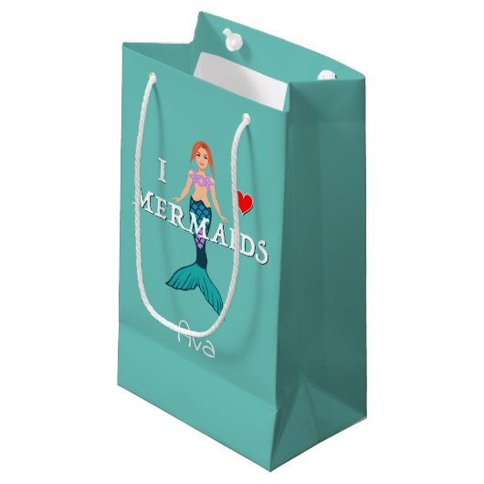 I Love Mermaids Design - Gift Bag - Small Klein Cadeauzakje (Voorkant Gekanteld)