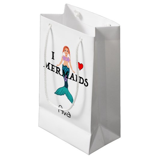I Love Mermaids Design - Gift Bag - Small Klein Cadeauzakje (Voorkant Gekanteld)