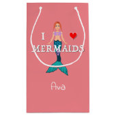 I Love Mermaids Design - Gift Bag - Small Klein Cadeauzakje (Achterkant)