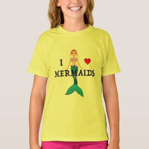 I Love Mermaids Design - Girls' Basic T-Shirt