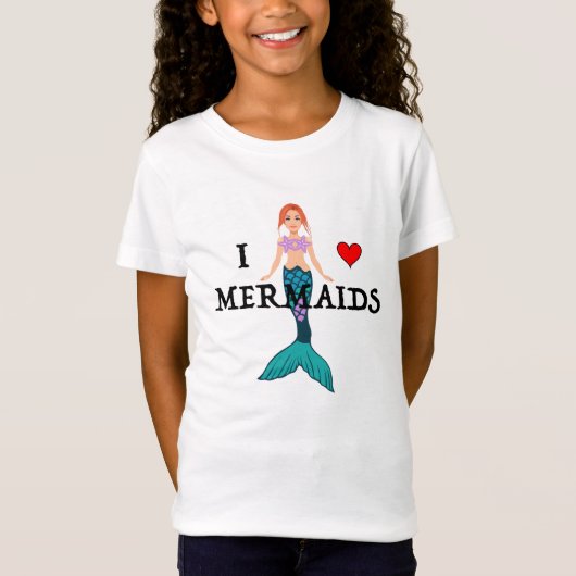 I Love Mermaids Design - Girls' Fine Jersey T-Shir T-shirt (Voorkant)