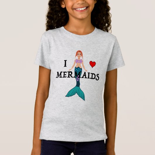 I Love Mermaids Design - Girls' Fine Jersey T-Shir T-shirt (Voorkant)