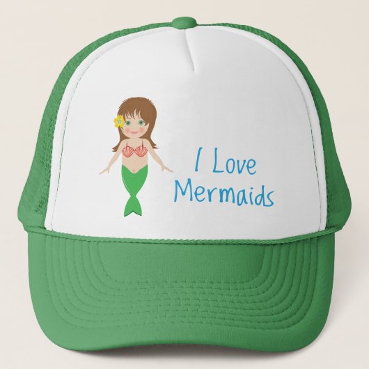 I Love Mermaids Trucker Pet (Voorkant)