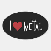 I Love Metal Ovale Sticker (Voorkant)