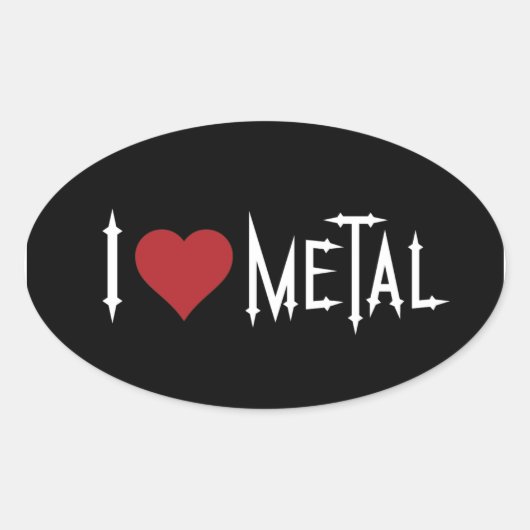 I Love Metal Ovale Sticker (Voorkant)