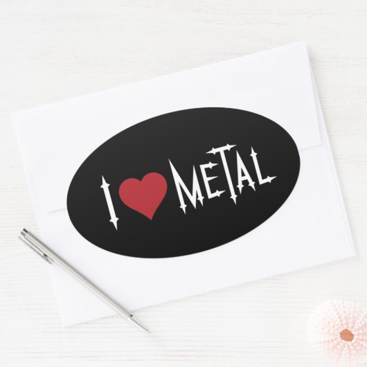 I Love Metal Ovale Sticker (Envelop)