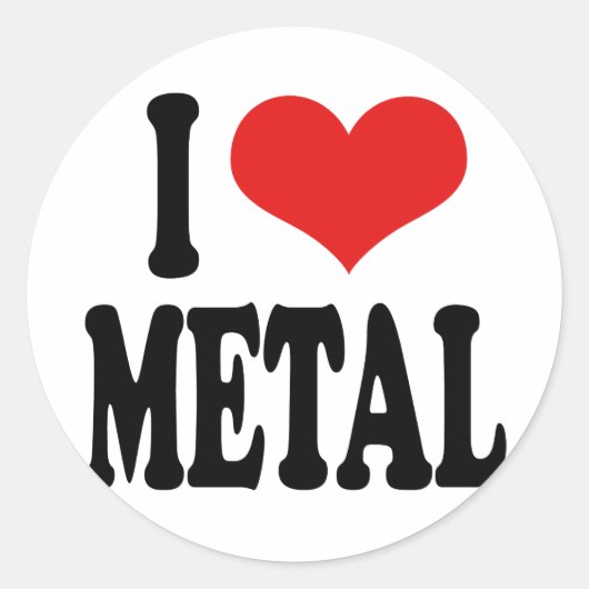 I Love Metal Ronde Sticker (Voorkant)