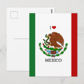 i love mexico - mexican flag, briefkaart (Voorkant / Achterkant)