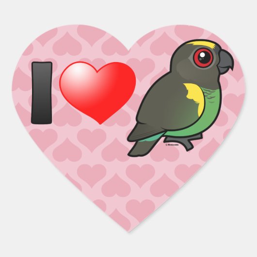 I Love Meyer's Parrots Hart Sticker (Voorkant)