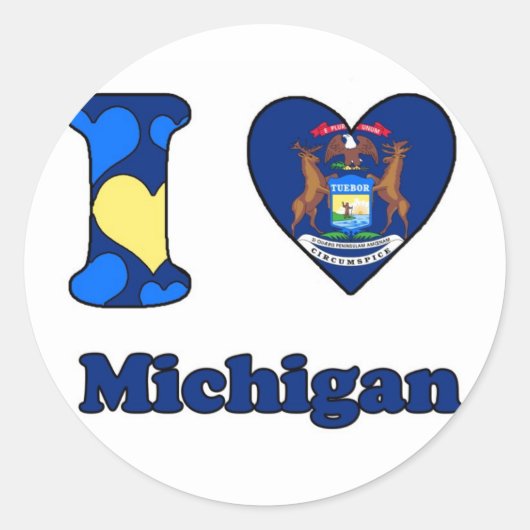 I love Michigan Ronde Sticker (Voorkant)