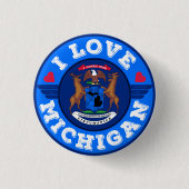 I Love Michigan State Map and Flag Ronde Button 3,2 Cm (Voorkant)