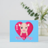 I Love Micro Pigs Briefkaart (Staand voorkant)