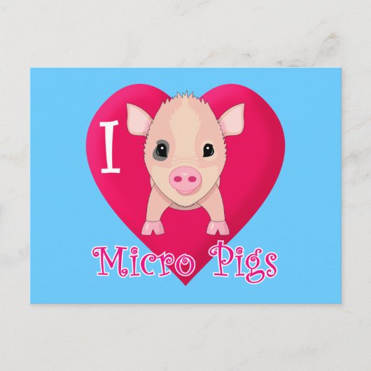 I Love Micro Pigs Briefkaart (Voorkant)