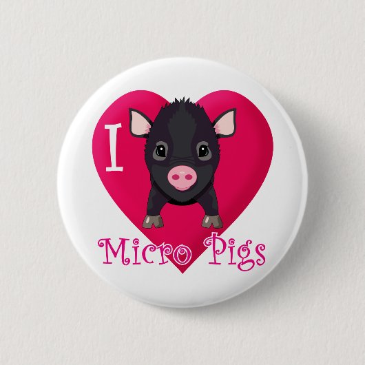 I Love Micro Pigs Ronde Button 5,7 Cm (Voorkant)