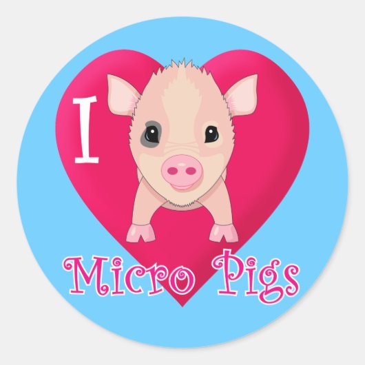 I Love Micro Pigs Ronde Sticker (Voorkant)