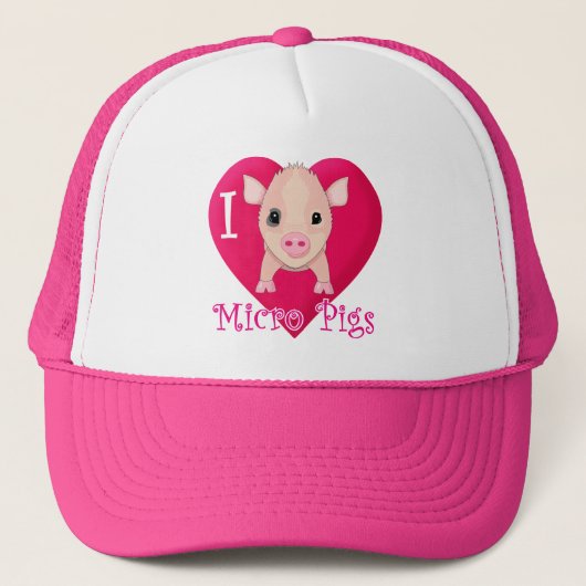 I Love Micro Pigs Trucker Pet (Voorkant)