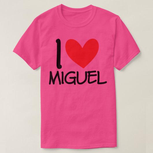 I Love Miguel Name Personalized Men Guy BFF Friend T-shirt (Design voorkant)