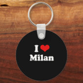 I Love Milan Tshirt White Tshirt Sleutelhanger (Voorkant)