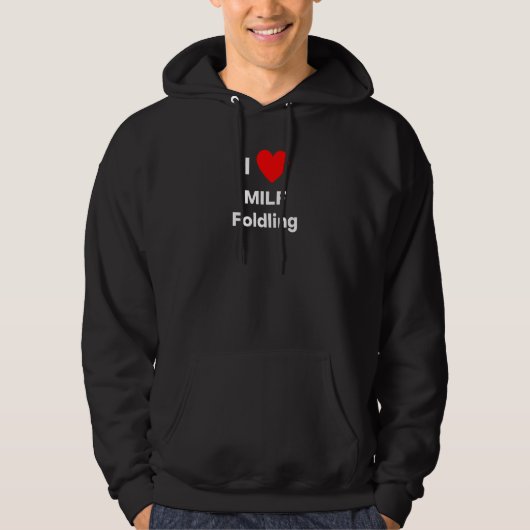 I love MILF Folding  with a red heart Hoodie (Voorkant)