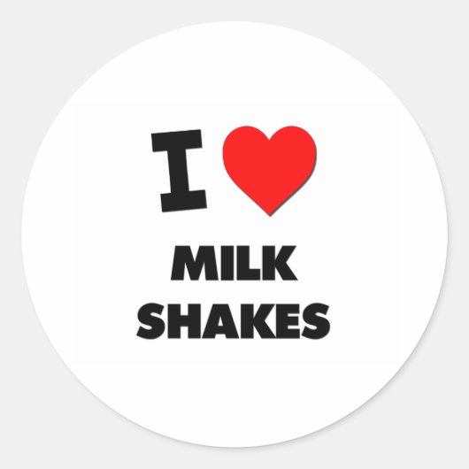 I Love Milk Shakes Ronde Sticker (Voorkant)