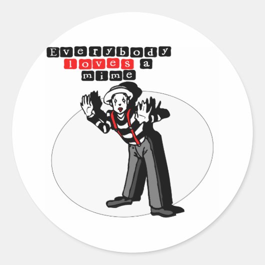 I Love Mimes Ronde Sticker (Voorkant)