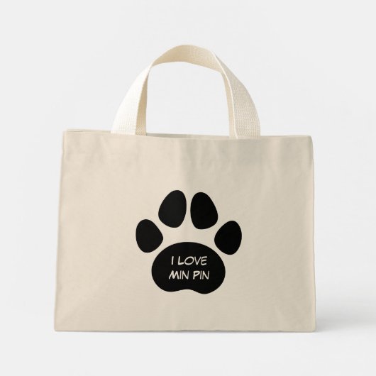 I Love Min Pin canvas canvas tas (Achterkant)
