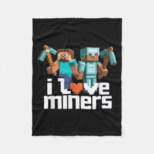 I Love Miners Funny Mining Gamer Xel Ckaxe  Fleece Deken (Voorkant)