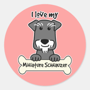 I Love Miniature Schnauzers Ronde Sticker