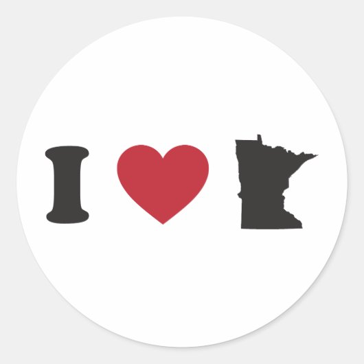 I Love Minnesota Ronde Sticker (Voorkant)