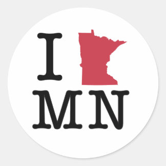 I Love Minnesota Ronde Sticker