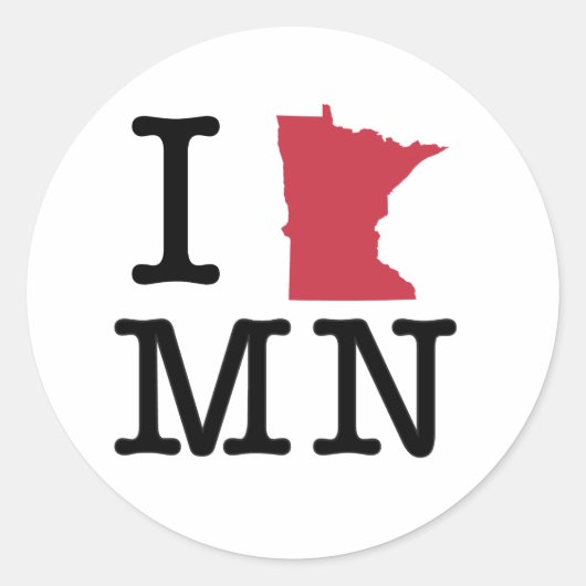 I Love Minnesota Ronde Sticker (Voorkant)