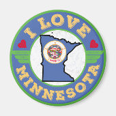 I Love Minnesota State Map and Flag Magneet (Voorkant)