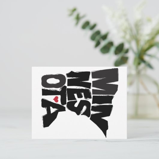 I Love Minnesota State Map Art Briefkaart (Staand voorkant)