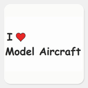 I Love Model Vliegtuig Vierkante Sticker